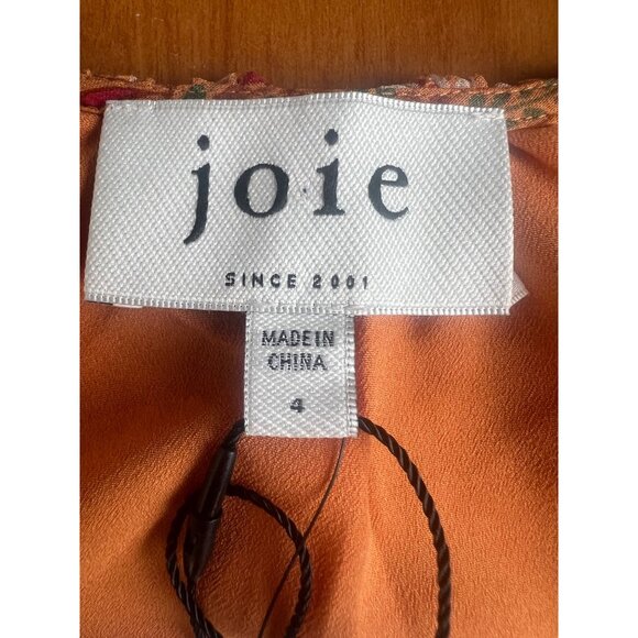 Joie Bree Caramel Multi Paisley Print Mini Silk Dress Size 4 - Picture 3 of 16